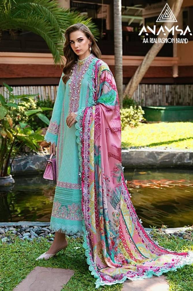 Anamsa 524 Jam Cotton Embroidery Pakistani Suit Suppliers In India